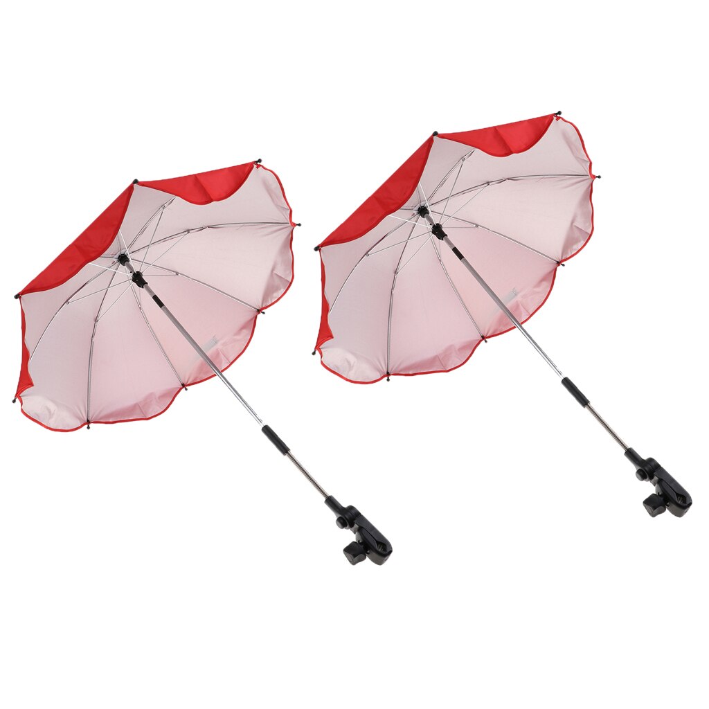 2pcs Sun and Rain Canopy Umbrella Outdoor Beach Parasol with Adjustable Firm Clamp for Swimming Pool