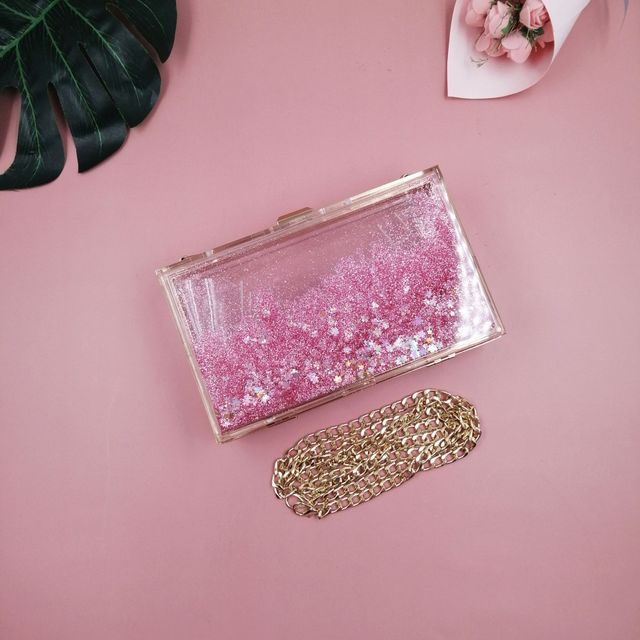 Helder Roze Portemonnees Handtassen Acryl Evening Clutch Tassen Voor Vrouwen Zomer Gouden Ketting