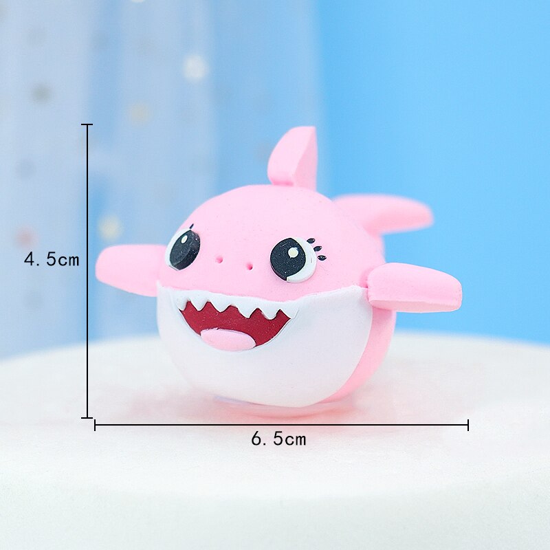 Lovely Sea Ocean Theme Happy Birthday Cake Topper Party Supplies Submarine World Summer Fish Series Cake Decoration: Pink Shark
