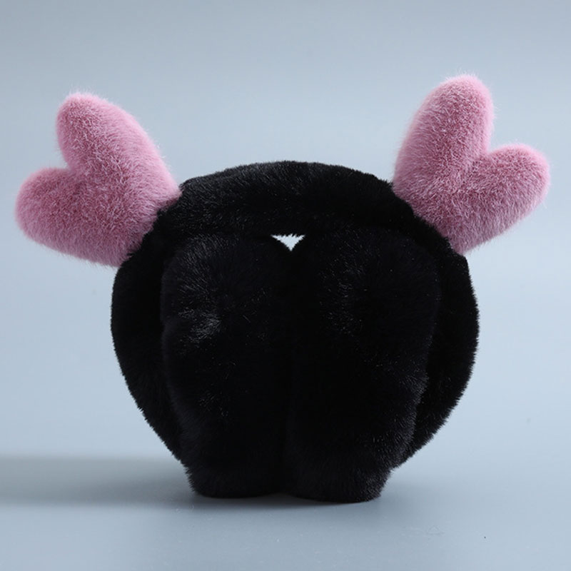 Cuffie pieghevoli morbide per ragazza dolce cuffie per donna tinta unita protezione per il freddo tutto'aperto cuffie antivento copri orecchie carino: nero