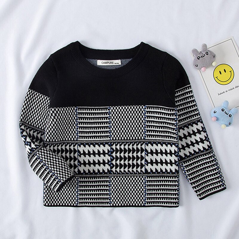 Børn trøjer bror søster matematik strikket tøj plaid strik pullover toppe a line nederdel baby trøjer pige kjoler: 21067 trøjer / 6t