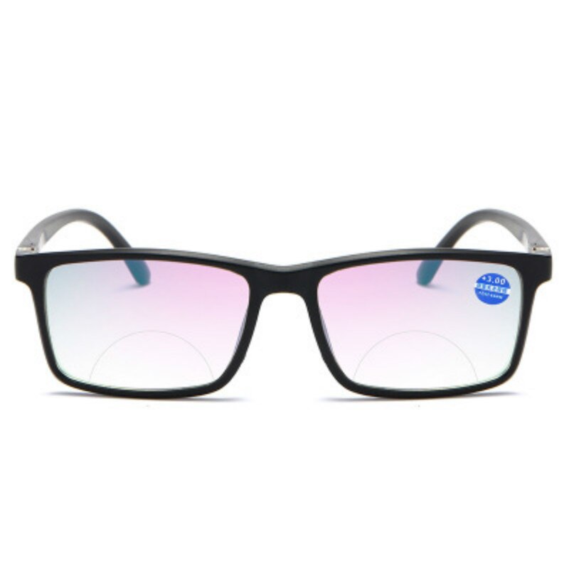 +1 +1.5 +2 +2.5 +3 +3.5 +4 Bifocal Anti Blue Reading Glasses Portable Multifocal Presbyopic Glasses Magnification Square Diopter