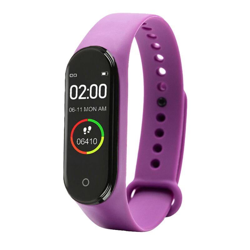 Smart M4 Band Herz Rate Blutdruck Monitor Sport Uhr für Männer Frauen Monitor Gesundheit Armband Wasserdichte Fitness Tracke: Purple