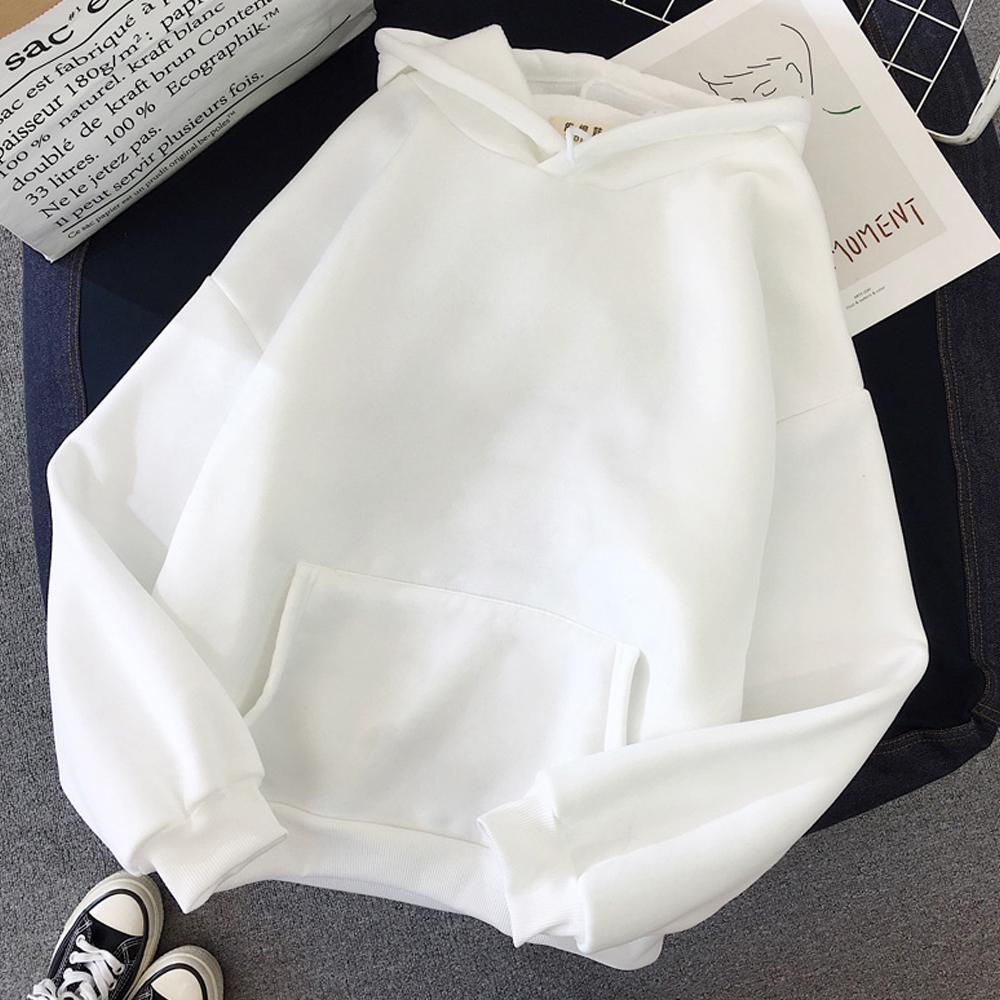 Sudadera con capucha de gran tamaño para mujer, suéter básico de terciopelo para mujer, Tops Harajuku de manga larga informales, Sudadera con capucha de Color sólido