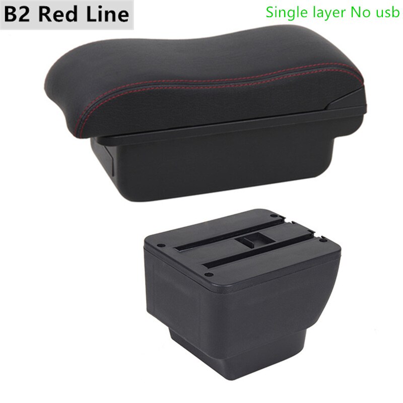 Armrest Box for Mazda 2 Leather Arm Rest Center Console Storage USB Car Accessory: B2 Red Line