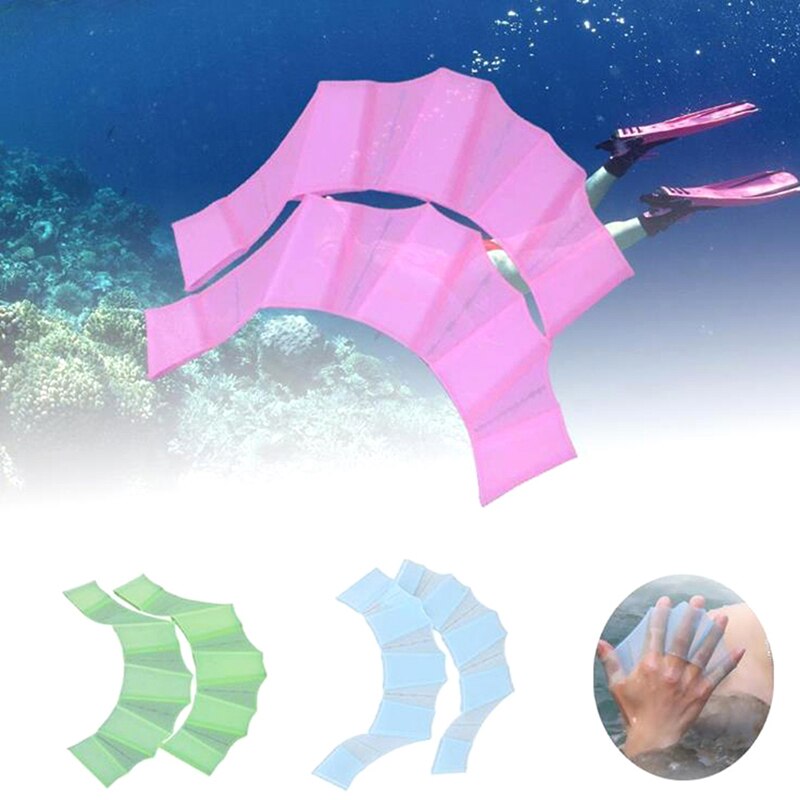 Schwimmen Hand Flossen Flossen Palme Finger vernetzt Handschuhe Paddel Wasser Sport 1 Paar unisex Frosch Typ Silikon Hüftgürtel