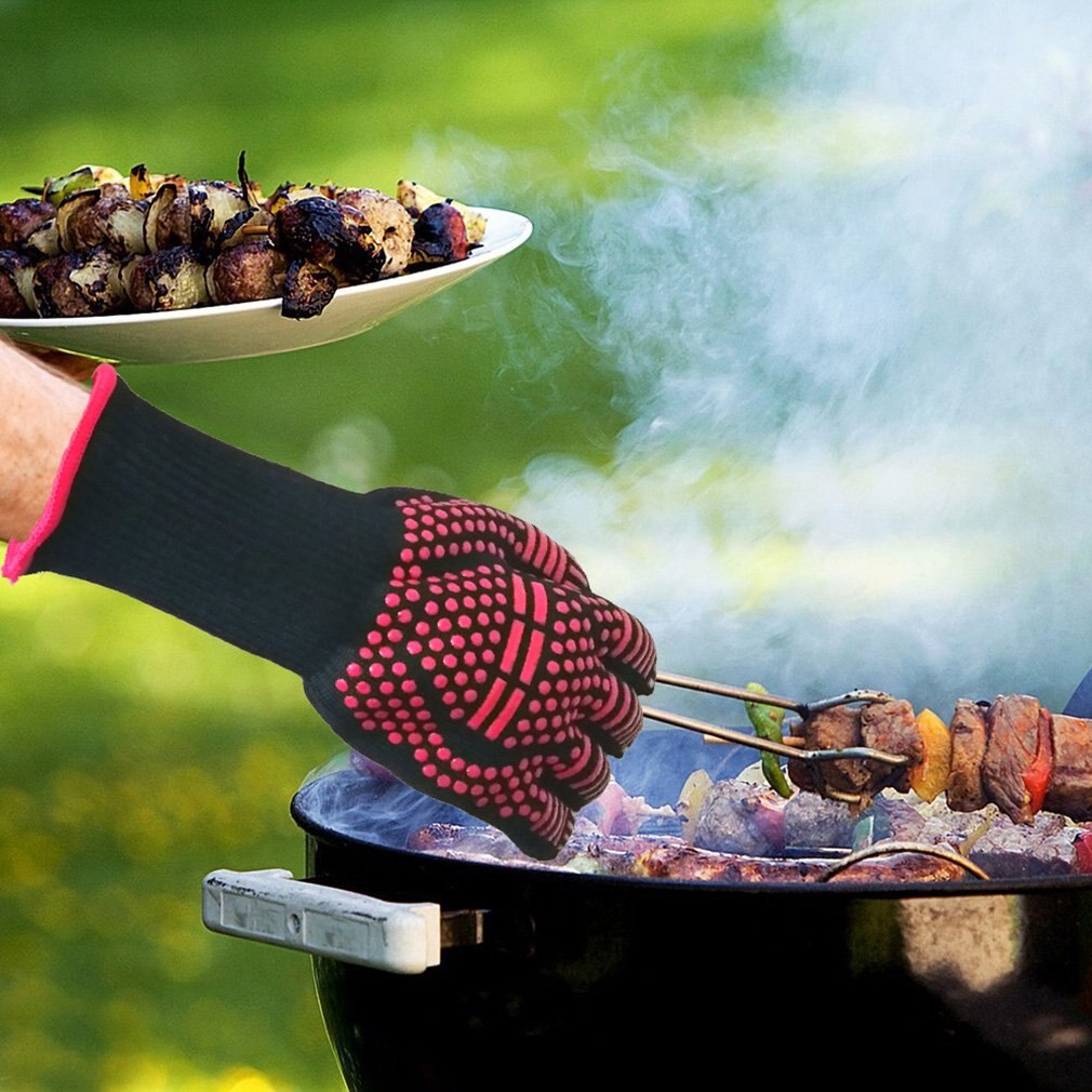 Guantes ignífugos de Kevlar para barbacoa, 1 Uds., resistentes al fuego, 500 grados, para horno microondas, aislamiento térmico