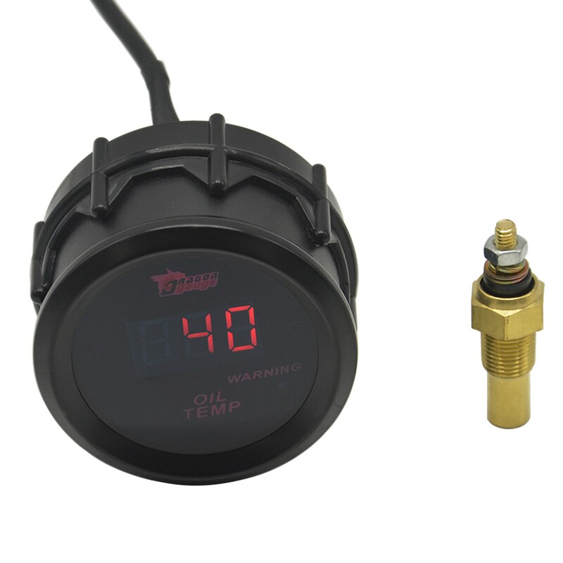 Dragon 52mm 2" Red Backlight Car Racing Refit Oil Temp Gauge 40-150 Celsius Warning Function Temperature Meter