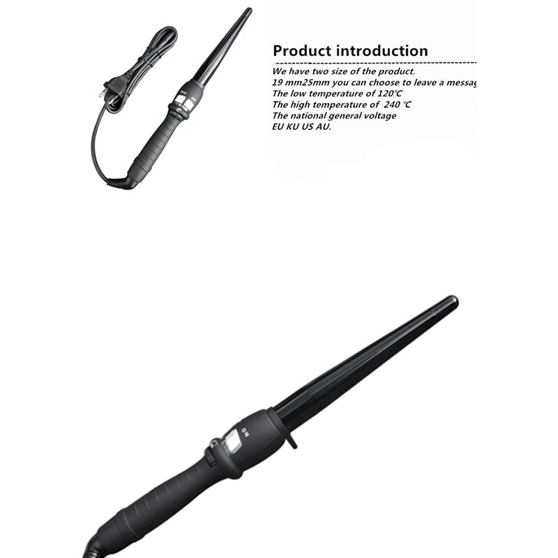 Conische krultang enkele buis keramische glazuur peerbloem kegel elektrische haar krultool eu stekker