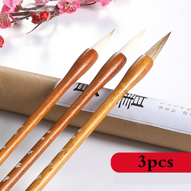 3 Pcs Kalligrafieborstel Set Chinese Wollen Wezel Meerdere Haar Schilderij Borstel Beginners Schilderen Kalligrafie Schrijven Borstels