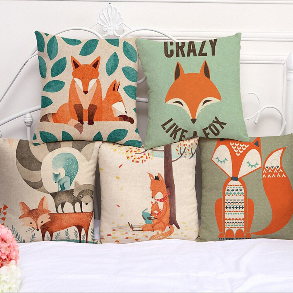 Op Voorraad Gratis Shippingfox Print Slaapbank Home Decoratie Kussensloop Kussenhoes Ondersteuning