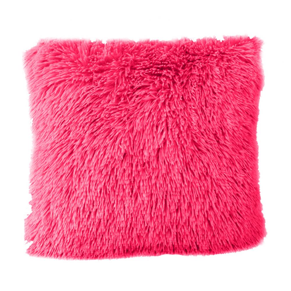 Coussin moelleux couverture douce taie d'oreiller jeter maison lit canapé voiture décoration fausse fourrure peluche housse de coussin canapé décor 43*43 cm: Argent