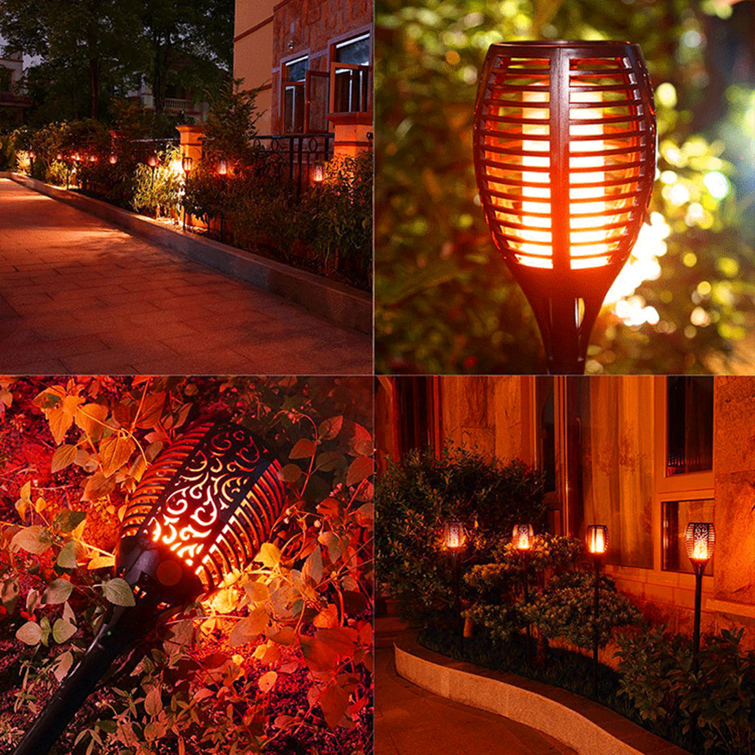 96 LED Solar- Flamme Licht Lampe Flackern Wasserdicht Garten Dekoration Landschaft Rasen Lampe Außen Scheinwerfer Pfad Beleuchtung Taschenlampe
