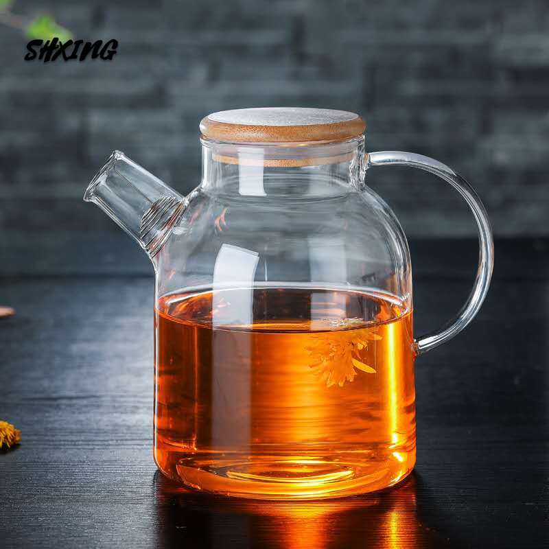 1L / 1.8L Borosilicaatglas Theepot Hittebestendig Grote Transparante Bloempot Bloem Set Algemene Ketel Kantoor Huishoudelijk Gereedschap