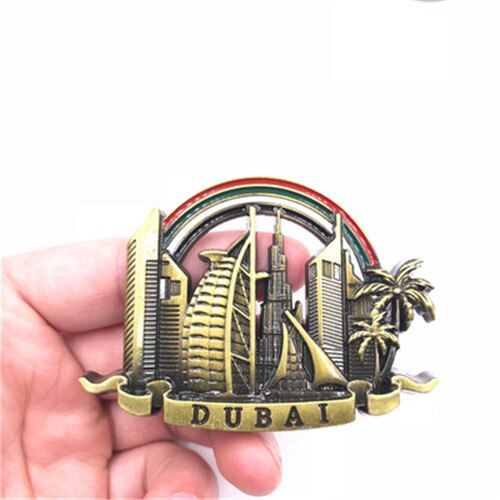 Dubai metal køleskab magneter souvenir sejlbåd hotel mellemøsten metal køleskab magnet klistermærker køkken tilbehør ideer: 1