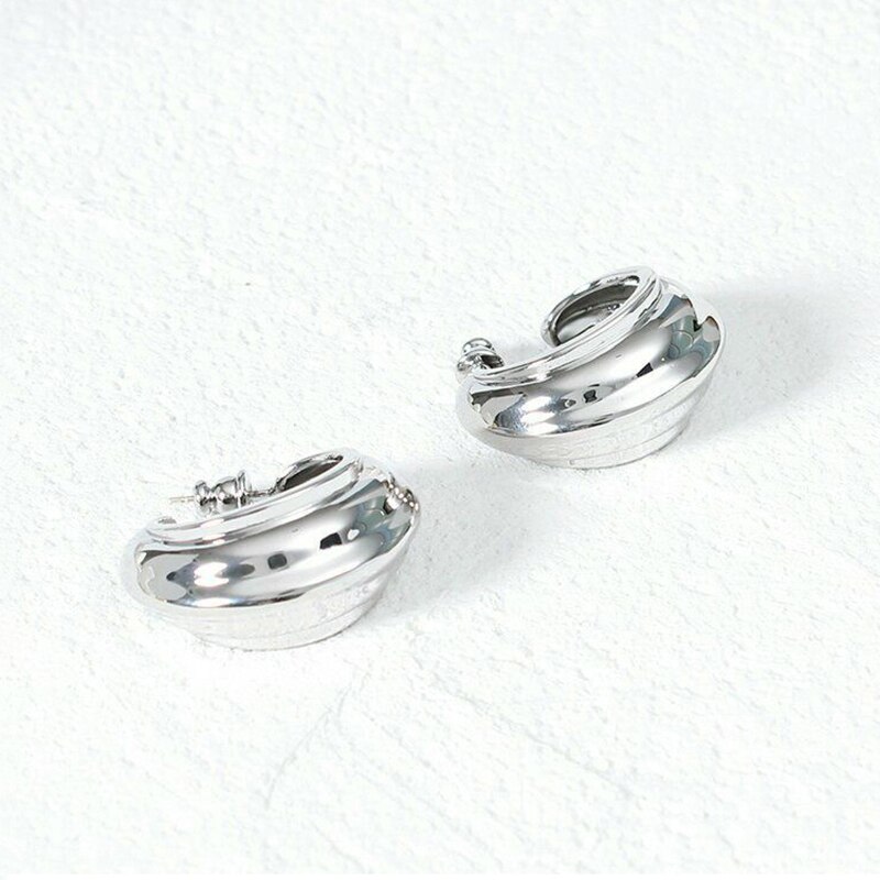 Peri'sBox Hollow Wide Chunky Hoop Earrings O Shape Geometric Earrings for Women Circle Minimalist Earrings Hoops Jewelry: Silver 1 Pair