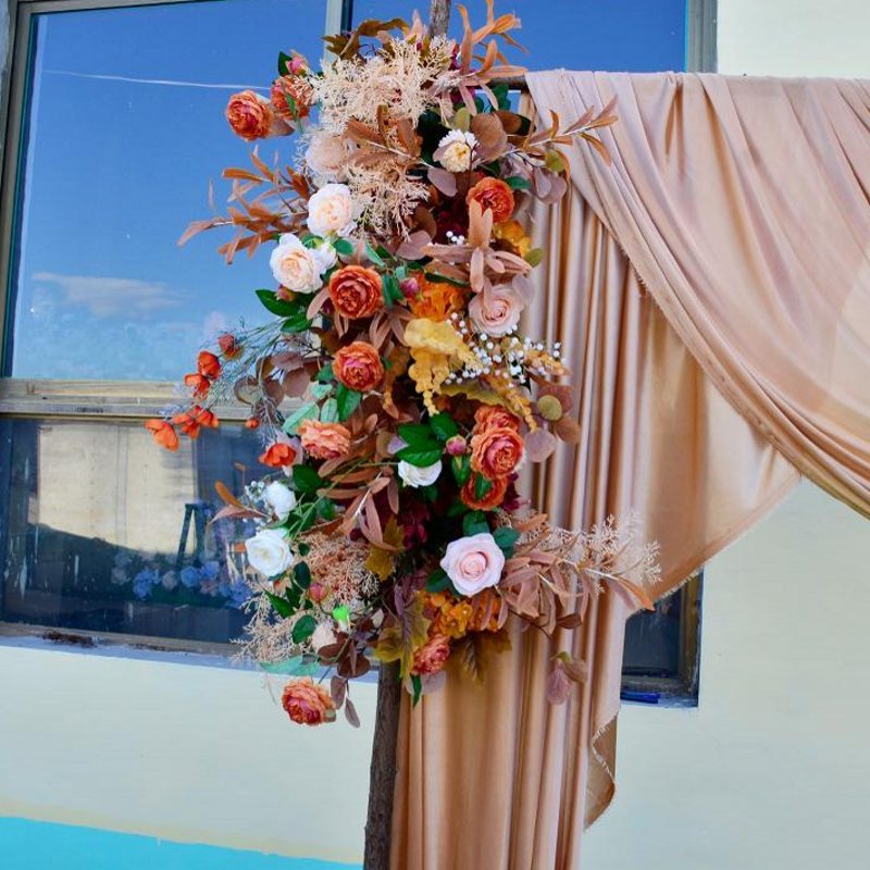 50/100cm DIY Romantic Wedding Silk Peonies Rose Flower Wall Arrangement Supplies Artificial Row Decor Iron Arch Backdrop