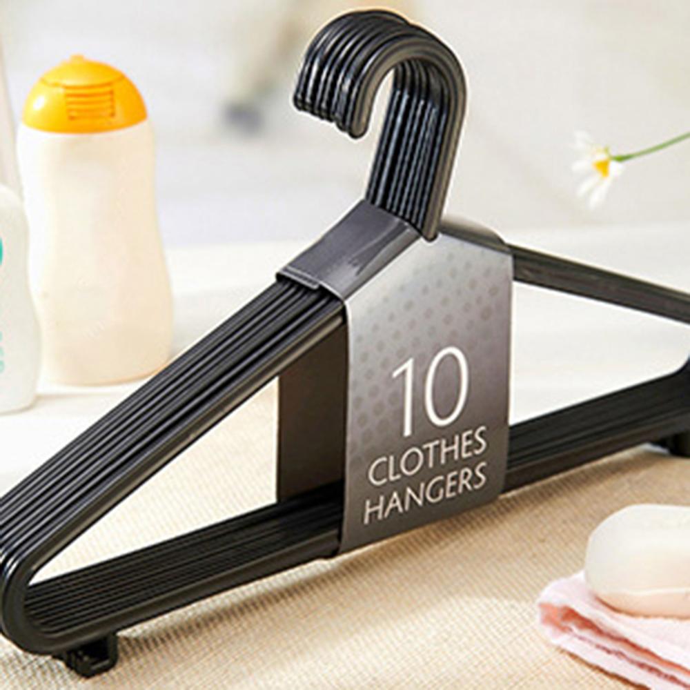10pcs Adult Clothing Hanger Black Plastic Portable Household Clothes Dress Organizer Non-Slip Outdoor Dry Clothes Hanging Rack: Default Title