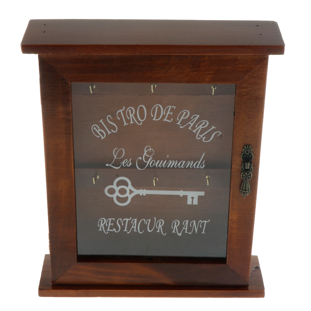 Caja de madera para llaves de estilo Pastoral, estante decorativo con 6 ganchos, doble nivel, 21x6x25cm, decoración para colgar en el hogar