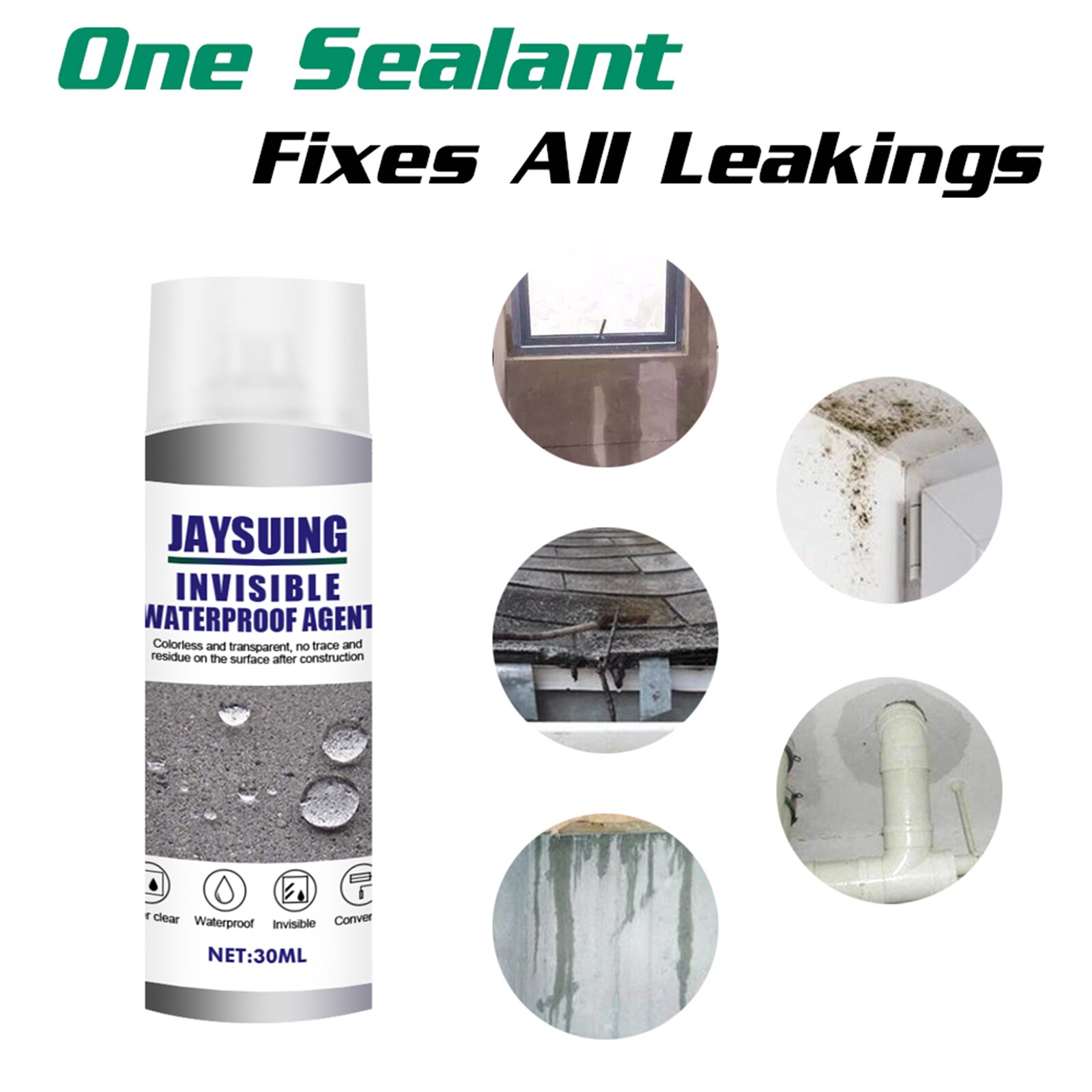 30ml Invisible Waterproof Agent for Water Seepage in Cracks/ Window Sill/ Wall/ Toilet/ Roof Leaking Fixed Material