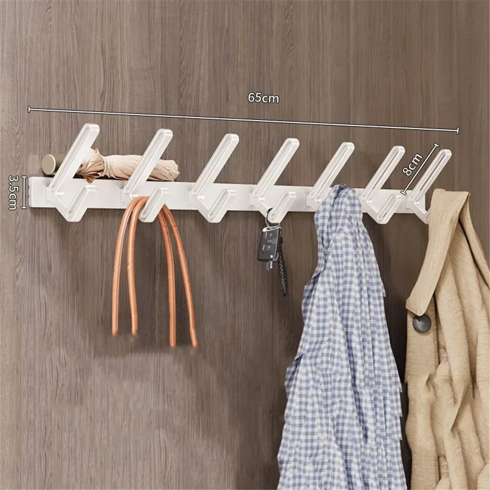 Perchero de aluminio con 7/8 ganchos, perchero largo montado en la pared para ropa, colgador para sombrero, organizador de llaves, ganchos para dormitorio, sala de estar y baño: Azul