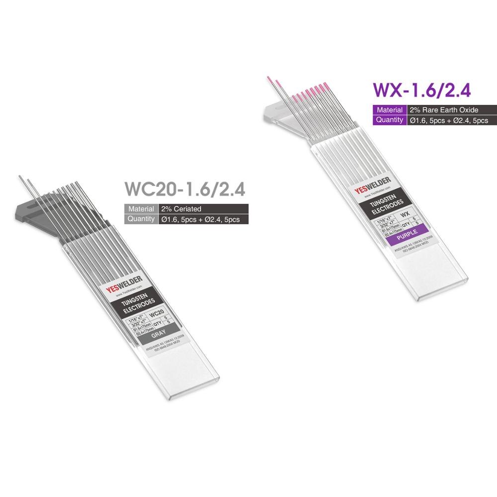 Yeswelder 10- pk tig sveising wolframelektrode wp /wt20/wc20/wl15/wl20/ wx