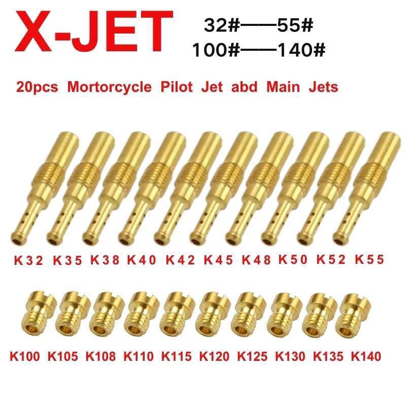 Motorfiets Carburateur Nozzle Hoofd Jet en Slow/Pilot Jet Set Vervanging 10/20 PCS Voor NSR KSR PE PWK PWM Keihin OKO KOSO CVK: Oranje