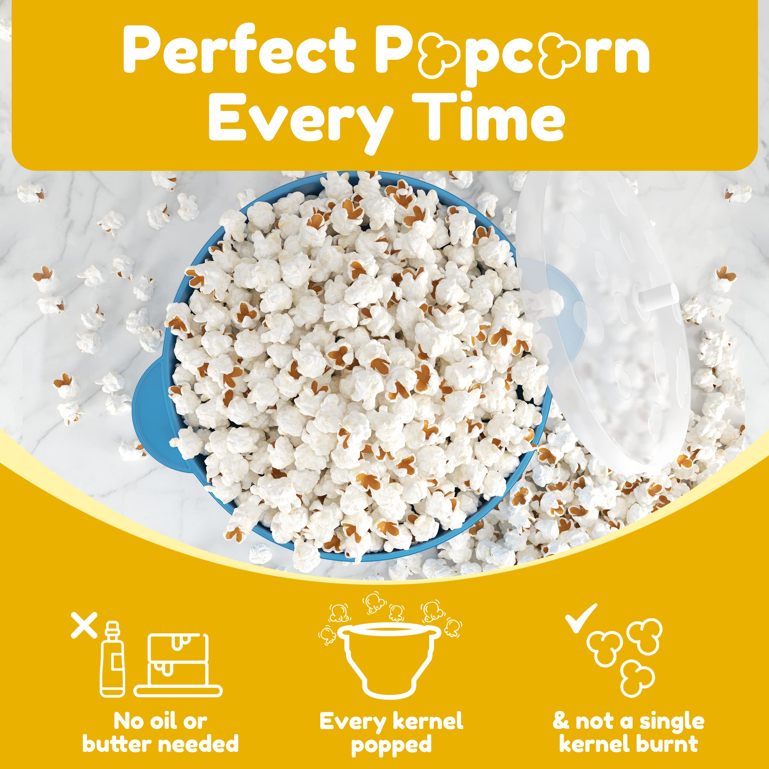 Microwave Silicone Popcorn Popper Fenvella Collapsible Air Microwavable Popcorn Maker BPA Free &amp; Dishwasher Safe
