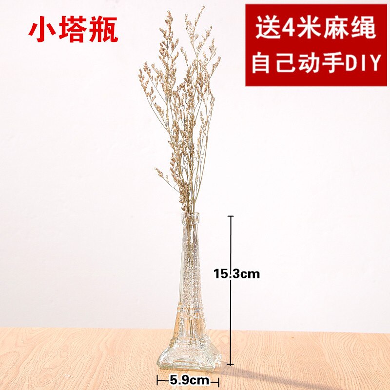 Jarrón de vidrio transparente , florero moderno minimalista hidropónico nórdico, adornos para el hogar, florero de flores secas: M-without flowers