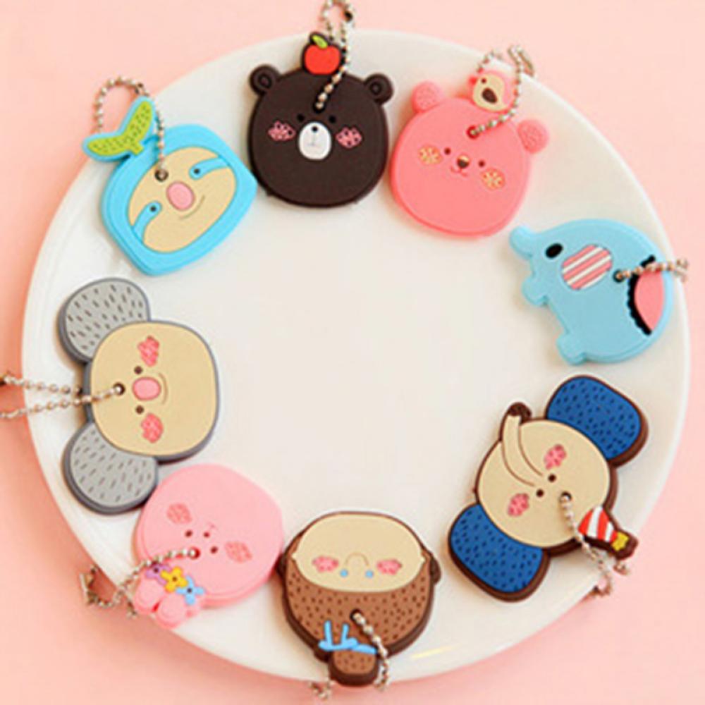 Cute Animal Soft Key Top Head Cover Chains Cap Keyring Phone Strap DIY Key Wallet