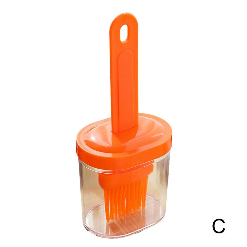 Silicone BBQ Oil Bottle Brush With Cover Integrated Grill Oil Brush For Home Kitchen Baking Tools 8 Color: C