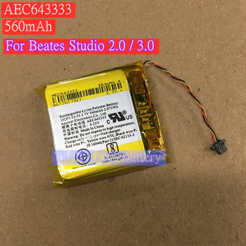Batterie pour beats Studio 2 3 AEC643333 aec3535, casque d&#39;écoute Bluetooth sans fil, pour beats Solo 2.0 3.0 Solo2 3: Studio 2 3