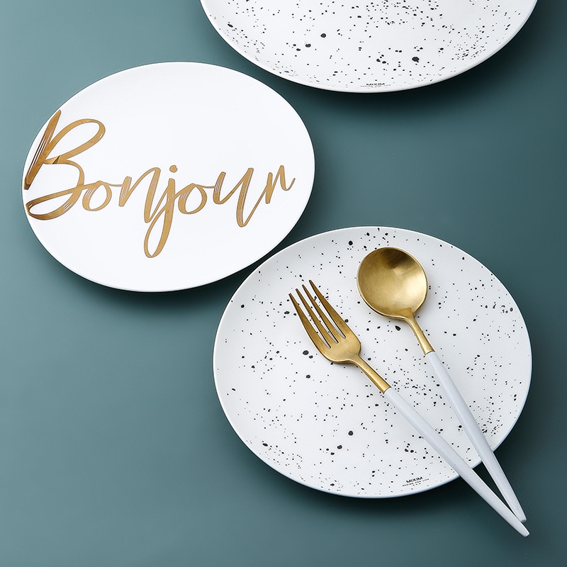 Płyta ceramiczna styl skandynawski kreatywne naczynia stek talerz śniadaniowy oryginalny projekt domowe okrągłe zastawa stołowa ins przybory kuchenne