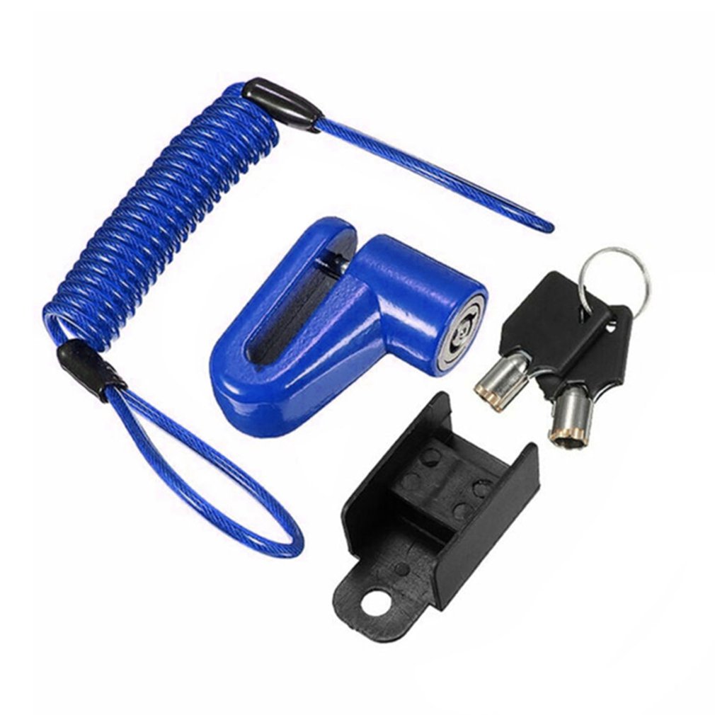 Candado antirrobo para patinete eléctrico, mecanismo de bloqueo de freno de disco para ruedas de scooter, con cable de acero, cerradura para Xiaomi M365: Blue