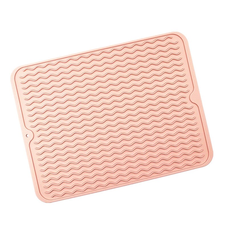 Large Multifuctional Silicone Protection Drying Mat Heat Insulation Holder Dish Cup Draining Pad Table Placemat Tray Kitchenware: 40x30cm pink