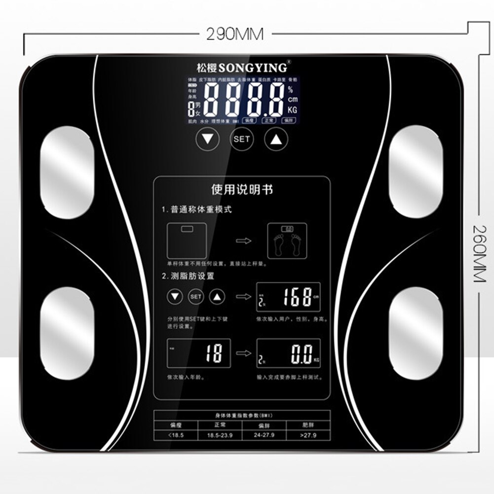 Accurate Smart Digital Display Bathroom Muscle Water Mass Weight Floor Scale Body Fat Scale Bathroom Gym Smart Scales