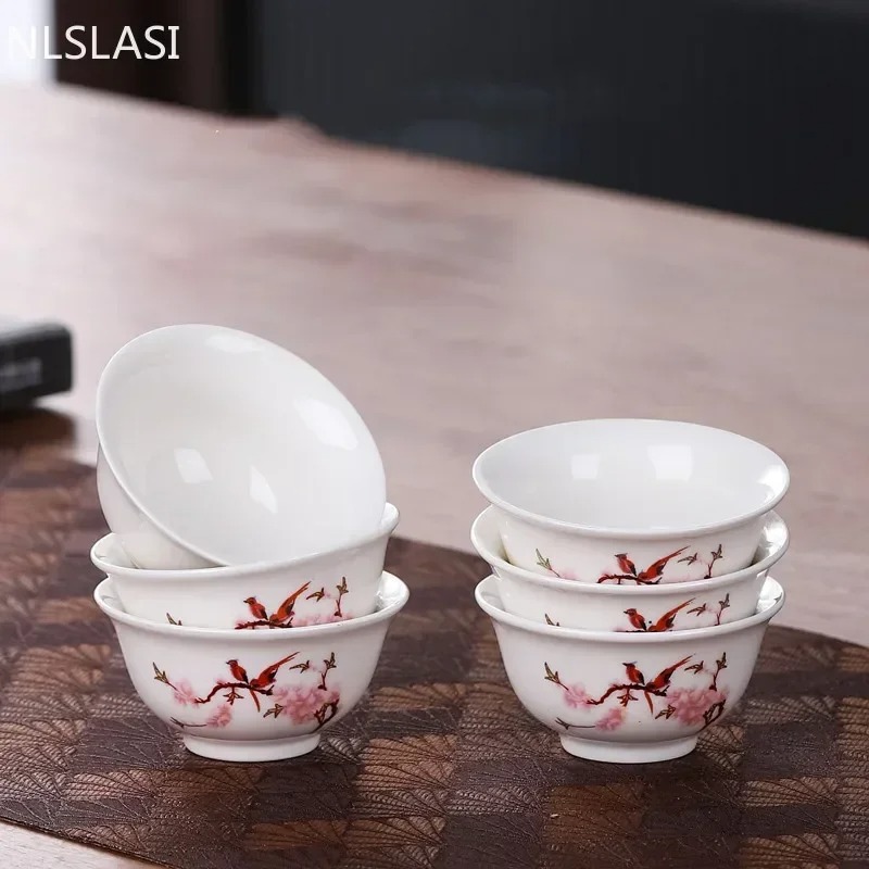 Juego de 6 unidades de taza de té con pintura de paisaje pintada a mano, taza maestra de Boutique hecha a mano, suministros de artículos de té chinos, accesorios para la ceremonia del té