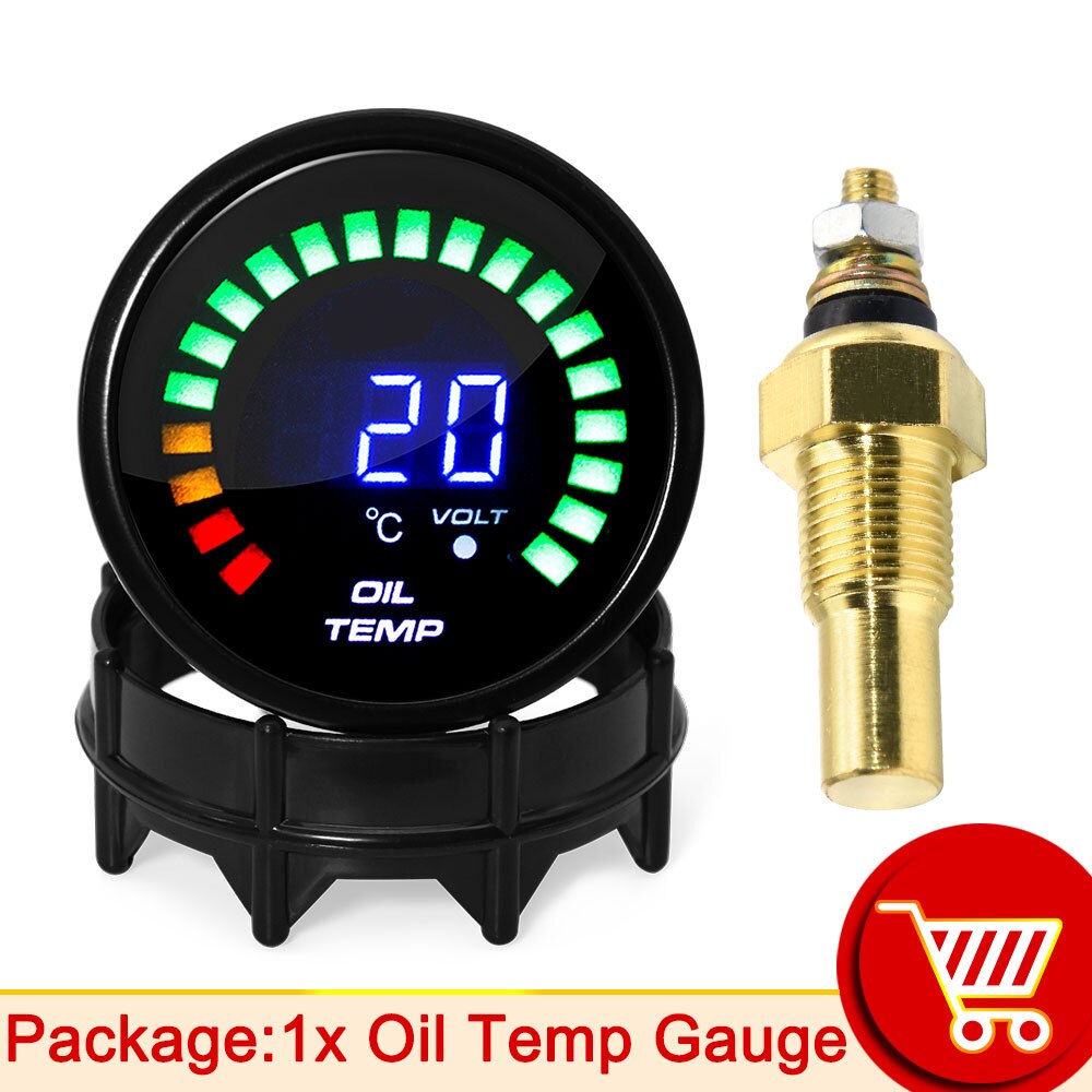 52 MM Wassertemperaturmesser 20 LED Digital Anzeige Schub Messgerät Öldruck Öltemperatur Voltmeter AFR EGT Tachometer Auto Messgerät: Braun