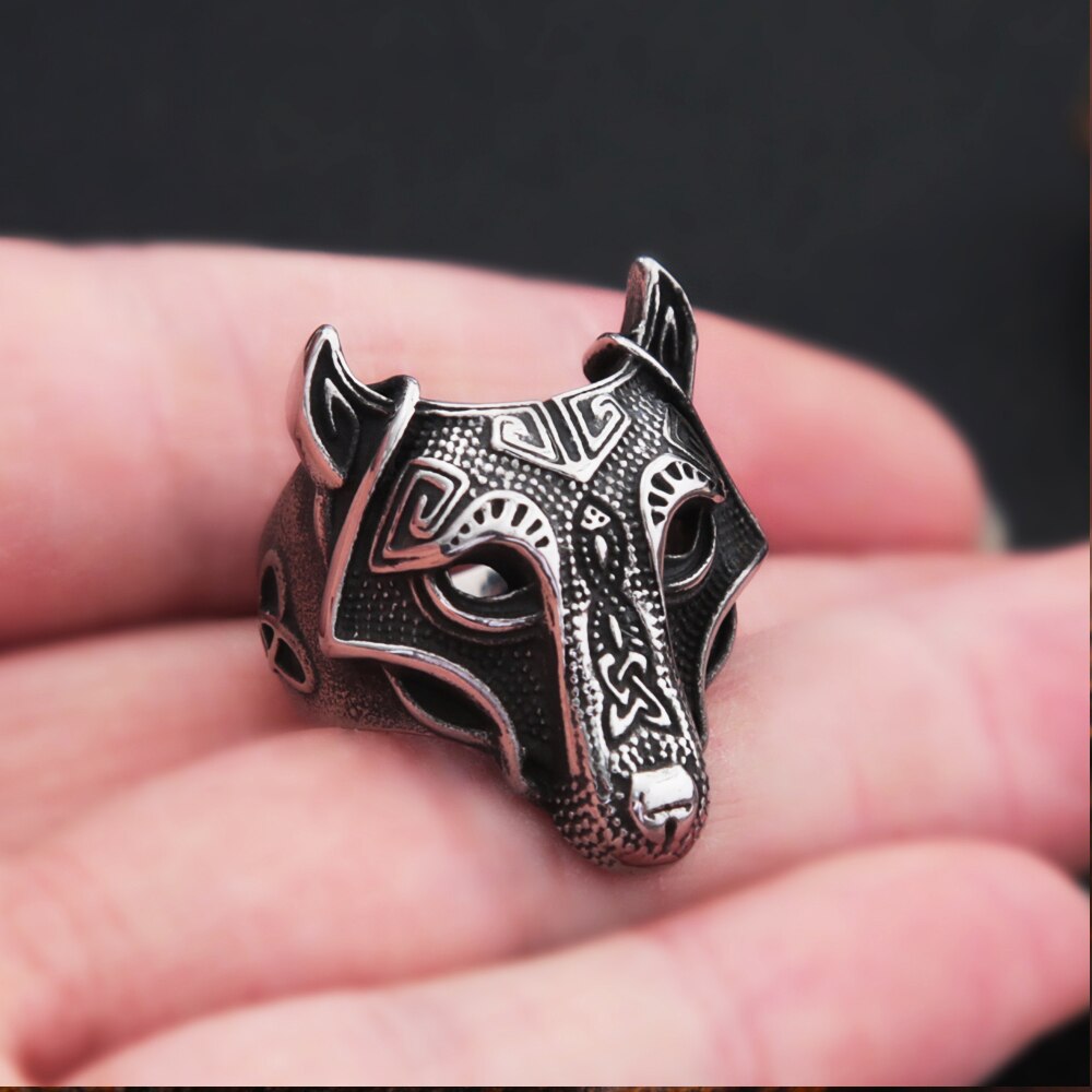 Nordic Viking Wolf Ring Mannen Vintage Rvs Trinity Celtics Knoop Ring Mannen Jongen Mode Amulet Viking Sieraden