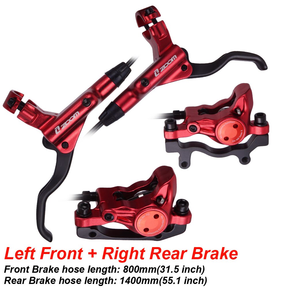 MTB Road Bike Hydraulic Disc Brake Calipers Front Rear 800/1400mm Mountain bike Kit Bicycle Oil Pressure Disc Brake Set: LF RR Brake Red