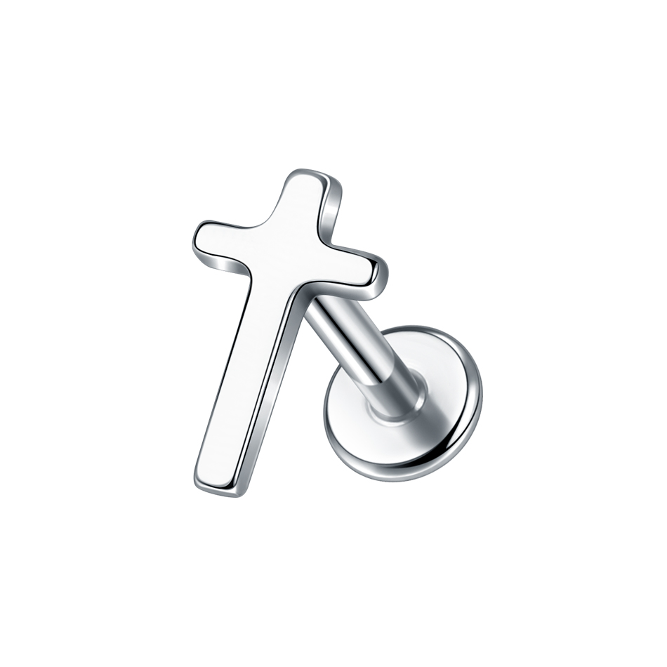 1 pieza de Piercings de titanio para las orejas, Cráneo, murciélago, mariquita, pendiente con forma de corazón, Labret, labio, cartílago, Tragus, hélice, joyería para el cuerpo: Pistola negra plateada