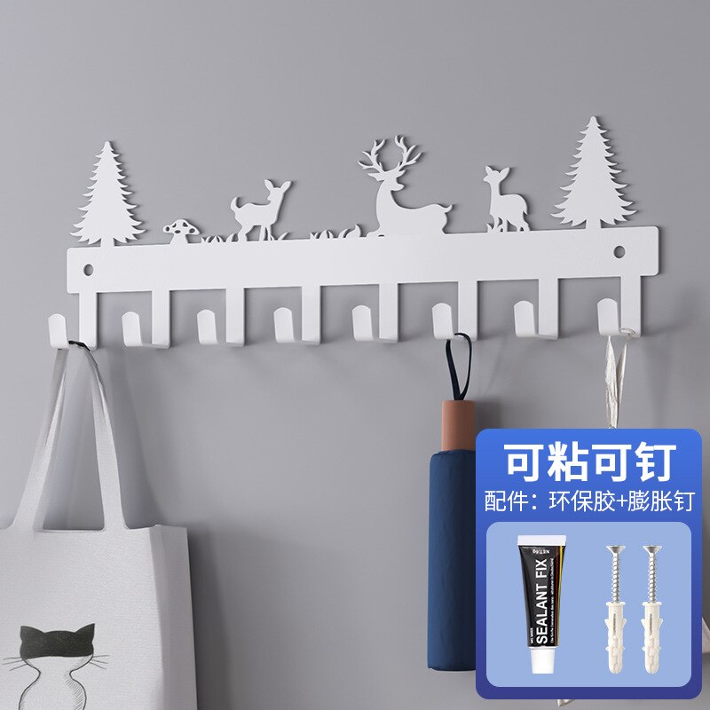 Self Adhesive Hooks Cat Bird Squirrel Pattern Storage Holder for Bathroom Kitchen Hanger Iron Wall Hanging Door Coat Racks: 12