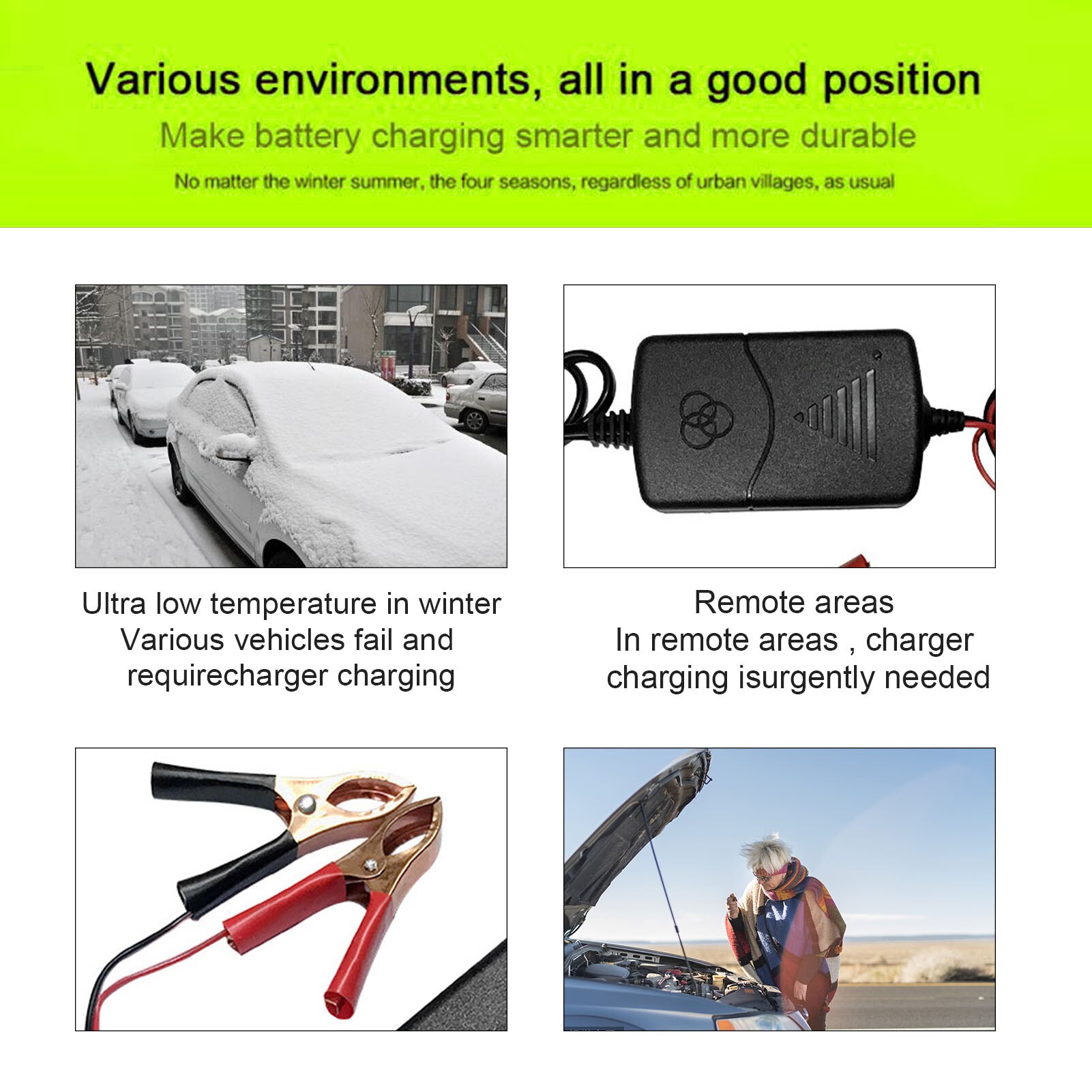 Car Battery Charger 12V 1A Battery Charger Maintainer Amp Volt Trickle Quick Charge For Car Truck Motorcycle Battery Charger