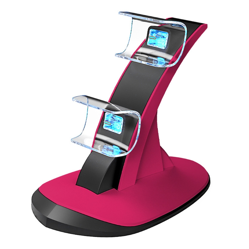 Kompatibel mit / ps5 kabellosen controllern, dual-ladegerät mit led-anzeige und usb-ladefunktion: Rot