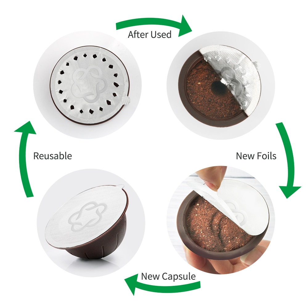 Icafilasreusable -kapselit, uudelleen täytettävät vertuo -kapselit, jotka ovat yhteensopivia nespresso vertuoline gca 1: n ja delonghi env 135: n kanssa