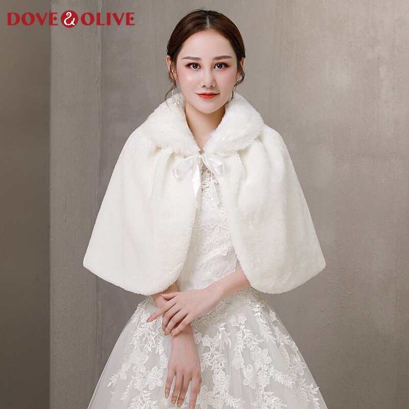 Ivory Formal Party Evening Jackets Wraps Faux Fur cloaks shrug Wedding Capes Winter Women Bolero Wrap Shawls In