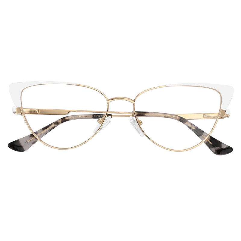 Gafas redondas con de ojo de gato para mujer, anteojos femeninos con montura sin tornillos, de estilo Vintage, a la: Blanco