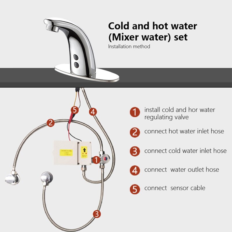 Automatische Wastafel Kranen Elektronische Infrarood Sensor Wastafel Sensor Kranen Badrandcombinaties Single Hole Badkamer Water Kraan