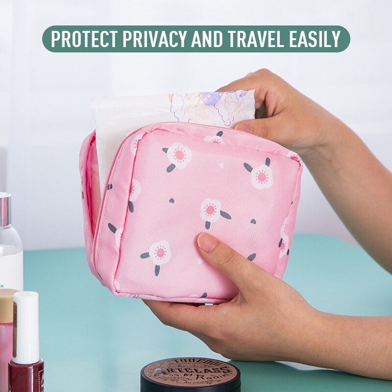 Large Capacity Bags Sanitary Cotton Pad Tampon Purse Holder Portable Fabric Case Organizer Pouch Towel Napkin Aunt Storage Bag