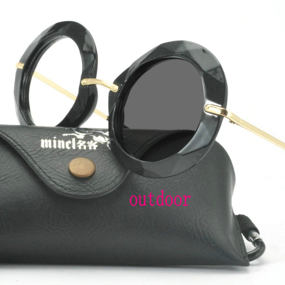 Mincl/Mannen Mode Ronde Bijziend Zon Meekleurende Leesbril Vrouwen Bijziend Optische Bril Met Doos Nx: -1.75